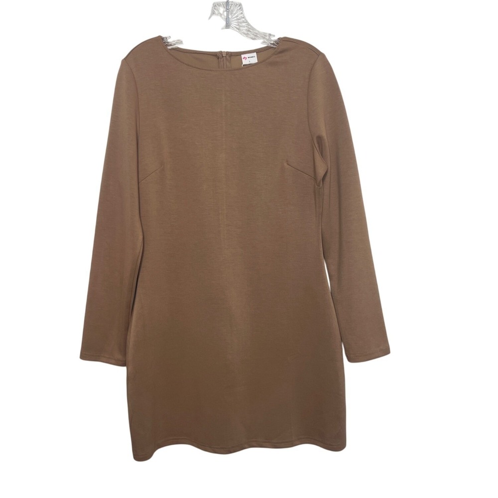 Wiholl Long Sleeve Dress Womens Large Brown New